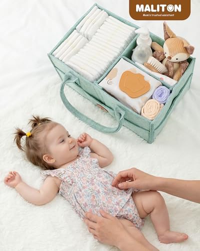 Maliton Felt Diaper Caddy Organizer for Changing Table - Large, Green - Image 2