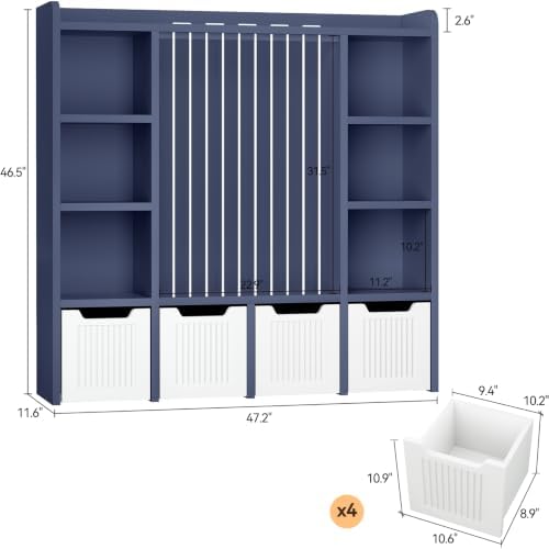 ONBRILL 3-in-1 Toy & Stuffed Animal Storage, 4 Movable Toy Chest, Blue - Image 2