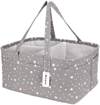 Baby Diaper Caddy Organizer- Extra Large Portable Diaper Basket with Removable Divider, Multi-Use Nursery Organizer for Diapers,Wipes,Baby Essential-Perfect Baby Basket bag Registry Must Have by QiANBiRD