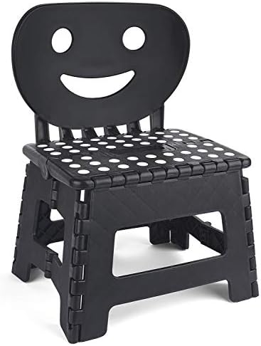 ACSTEP Folding Step Stool with Back Support for Kids,9" Kids Step Stool for Outdoor or Indoor Kitchen Step Stools and Bathroom Stool for Toddlers Boys Girls - Black by ACSTEP