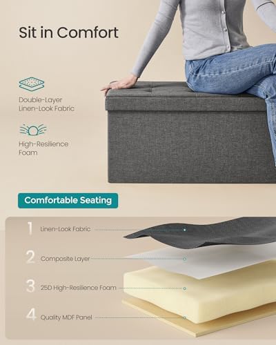 SONGMICS 30 Inches Folding Storage Ottoman Bench, Load 660 lb - Image 5
