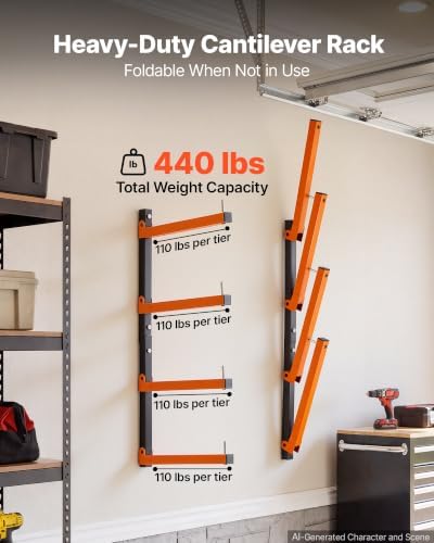 VEVOR Lumber Rack, 4-Tier 2-Pack 110 lbs per Tier, Foldable Wood Storage - Image 3