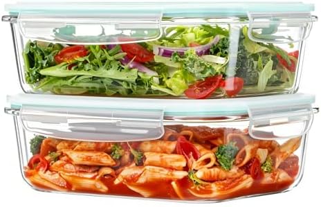 Vtopmart 2Pack 1500ml/50.7oz Large Glass Storage Containers With Lids, Green by Vtopmart