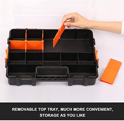 CASOMAN Tool Box Organizer Interlocking Black Small Parts Organizer for Fasteners and Crafts w/Removable Dividers (2 Piece Pack) - Image 4