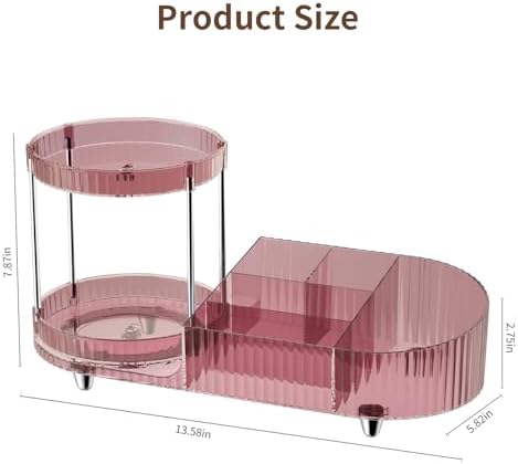 360 Rotating Makeup Organizer for Vanity, 2 Perfume Trays with 5 Compartments Cosmetic & Skincare Storage, Multi-Purpose Countertop Organizers for Bathroom, Desk, Pantry, Space-Saving Beauty Organizer - Image 7