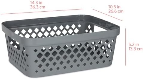Glad Plastic Storage Basket Set, Value Pack of 6 | Open Storage Bins for Shelves, Bathroom, Pantry, Closet | Nesting Organizer Boxes with Handles, 2 Gallon, Grey - Image 5