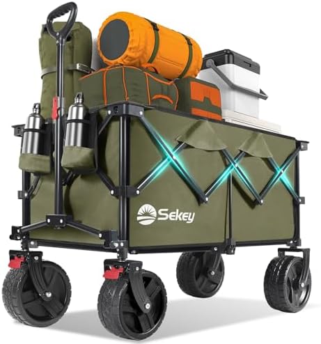 Sekey 220L Beach Wagon, 440 lb Capacity, Foldable, 8 in Wide Wheels by Sekey