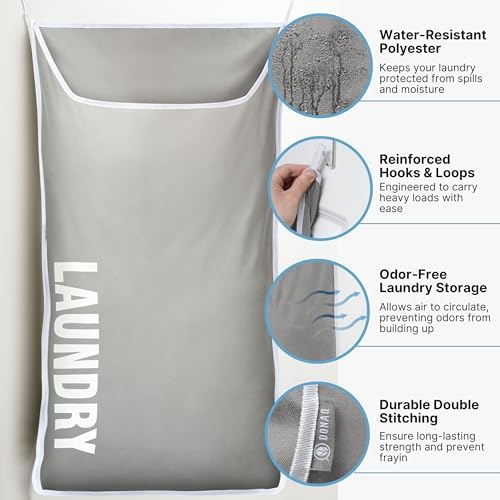 Hanging Laundry Hamper Bag XL 40x22", Space Saving over the Door Storage Bags, Behind the Door Hampers for Dirty Clothes & Wall Mounted Basket for Bathroom, Organizer for Small Room Spaces RV - Image 5