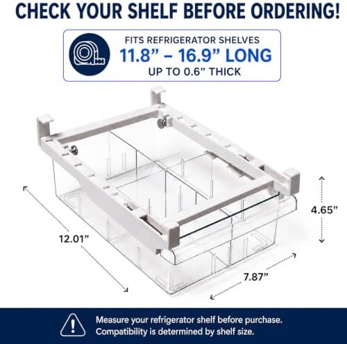 BINO | Pull-out Fridge Organizer | THE HANGER COLLECTION | Fridge Drawer Organizer with 2 Dividers | Clear Pantry Drawer Organizers | Shelf Holder Storage Drawers for Fruits, Veggies & Drinks - Image 2