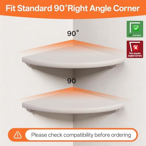 Gieanoo White Corner Wall Shelf 12inch Solid Oak Wood Floating Corner Shelf with Wire Hole Corner Wall Storage Display Shelves for Living Room Bedroom Bathroom Kitchen - Image 6