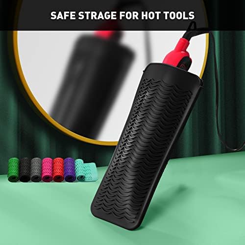 ZAXOP 2 Pack Heat Resistant Silicone Mat Pouch for Flat Iron, Curling Iron,Hair Straightener,Hair Curling Wands,Hot Hair Tools (Purple & Black) - Image 5