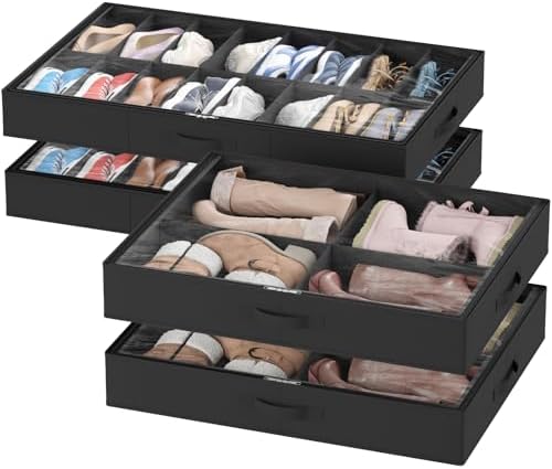 Lifewit Under Bed Shoe Storage Organizer, 2 Pack(16 Shoes +4 Boots Cells) by Lifewit