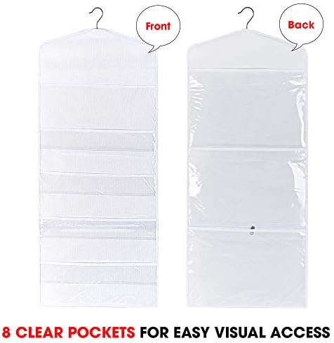 Gift Bag and Tissue Paper Storage, Hanging Organizer with Multiple Front and Back Pockets Double Sided, Organize Gift Wrap and Paper Bags 38 x 16 Inch (White) - Image 2