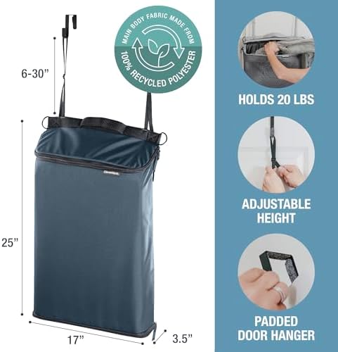 CleverMade Over-the-Door Laundry Hamper, 21.5L Laundry Organizer, Ocean - Image 2