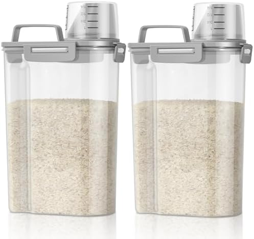 TBMax Rice Container 2 Pack 5 Lbs, Small Pet Dog Cat Food Container Dispenser, Kitchen Cereal Storage Container with Cup, Perfect for Daily Use, Travel, and Portion Control by TBMax