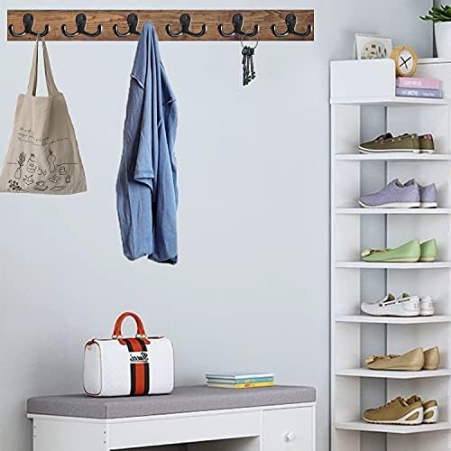 Coat Hooks Hardware, 10Pcs Wall Hooks Heavy Duty Hooks for Hanging Coats No Rust Double Robe Hook Wall Mounted for Key Towel Bags Cup Hat (Black) - Image 6