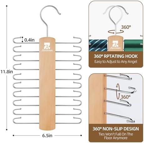 ZEDODIER 2 Pack Tie Hanger, Tie Organizer for Closet, Holds 40 Ties - Image 5