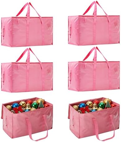 Moving Bags Heavy Duty Extra Large, Moving Boxes, Moving Supplies Essentials,Storage Bins with Lids, Plastic Packing Totes, Storage Bags for Clothes with Handles & Zippers(Pink, 6 Pack) by Unknown