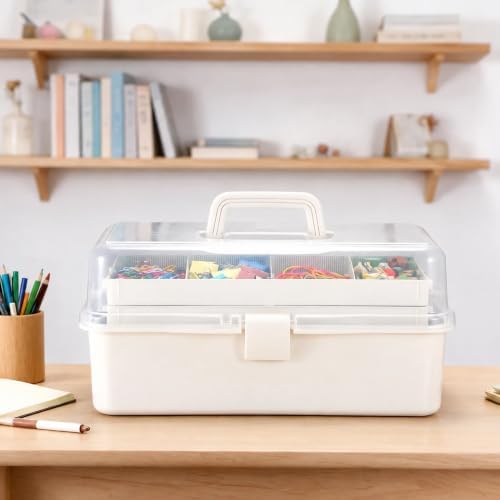 Tackle Box, 15-Inch Extra Large Art Storage Box with 3-Layer Folding Trays - Image 3