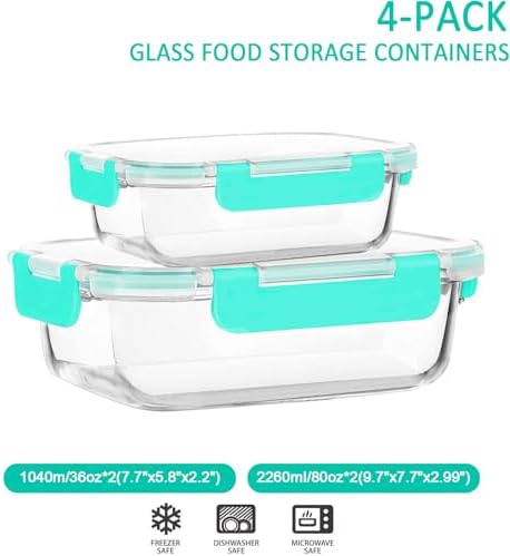 M MCIRCO 80 oz & 36 oz Extra Large Glass Food Storage Containers with Lids - Image 2