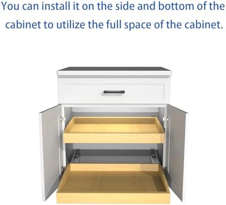 Wooden Pull out Cabinet Organizer 15" W x 21" D x 4.3" H, Only for 15" Cabinet Openg Heavy Duty Kitchen Slide Out Drawers - Image 4