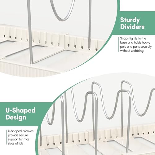 Expandable Pan Organizers Inside Cabinet with 10 Dividers White - Image 6