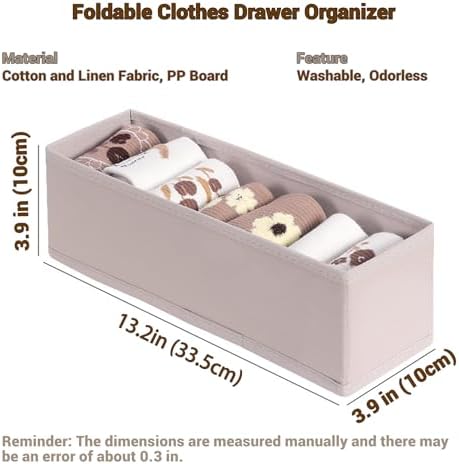 MURRI&MURRDI 6-Pack Foldable Fabric Sock Drawer Organizer, Small Dresser Drawer Organizer for Clothes, Storage Divider Bins for Clothing Underwear Bra Fits Nursery Closet, Gray - Image 2