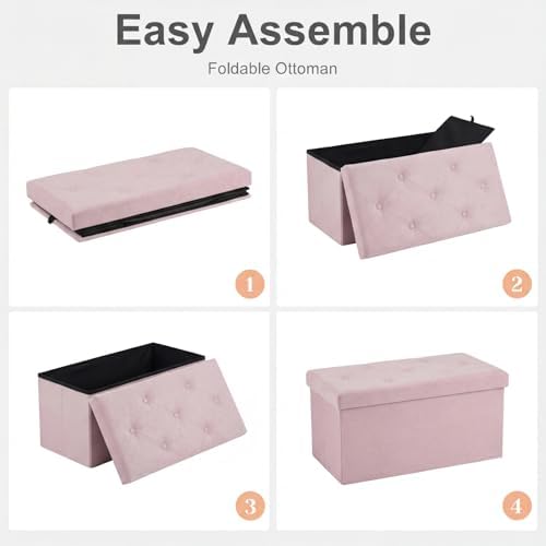 Sweetcrispy 30 Inch Foldable Storage Ottoman Bench, Ottoman with Storage - Image 6