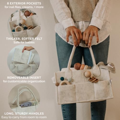 Parker Baby Co. Felt Diaper Caddy Organizer - Large, White - Image 5