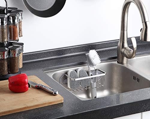 SunnyPoint NeverRust Deluxe Kitchen & Bathroom Sink Sponge Holder Organizer with Adhesive Mount - Additional Suction Cup Included – Sponge & Brush NOT Included – 7.4 x 3.3 x 2.75 Inch (Pack of 2) - Image 2