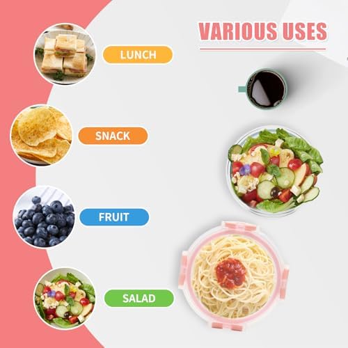 GULFLIN 12pack, 13oz Small Glass Food Storage Containers with Lids, Pink - Image 5