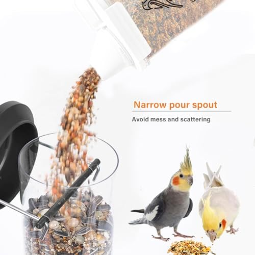 Bird Seed Storage Container Airtight | 3 Qt/2.5 L Clear Plastic Bird Food Container Portable-with Measuring Cup/Lid|Pet Food Storage Container |Wild Bird Seed Dispenser|BPA Free - Image 4