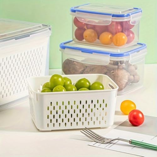 2 Pcs Fruit Storage Containers for Fridge with Removable Colander & Lid - Image 5