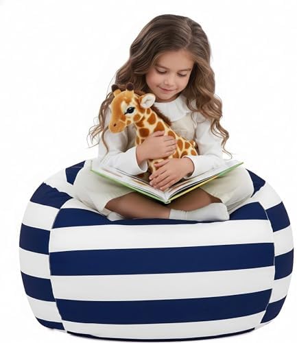 Stuffed Animal Storage Bean Bag Chair Cover Only for Kids Girls Toddler, Large Beanbag Chair Without Filling for Organizing Children Soft Plush Toys by Nobildonna