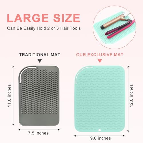 Suafrnut Plus Size Silicone Heat Resistant Mat for Hair Tools(12" x 9") - Image 4