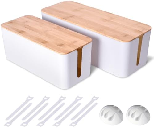 Naeety 2Pack Cable Management Box,Wooden Style Cord Organizer Cord Hide Box by Naeety