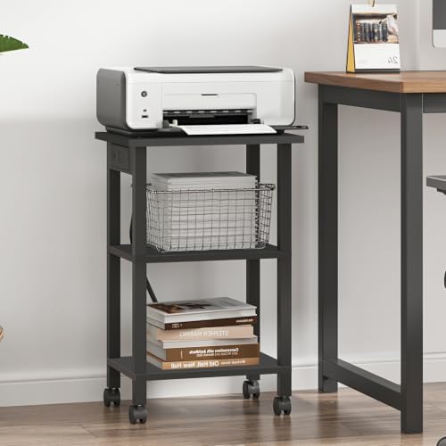 TUTOTAK Printer Stand, 3 Tier Rolling Printer Cart with Charging Station - Image 4