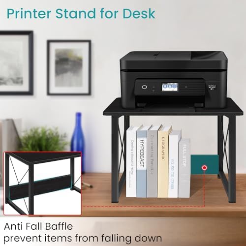 ELITEROO Desktop Printer Stand with Storage, Table Stand Small Desk Shelves - Image 2