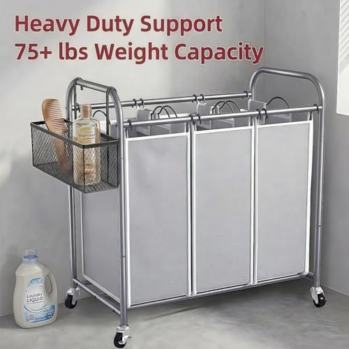 ROMOON Laundry Sorter Hamper 3 Section, Divided Laundry Basket Organizer - Image 2