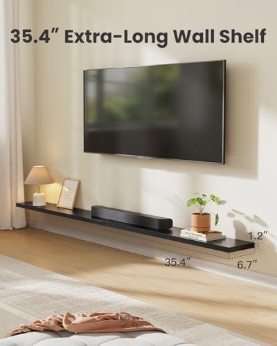 Amada 35.4" Floating Shelves for Wall Decor & Storage, Set of 3, Black - Image 3