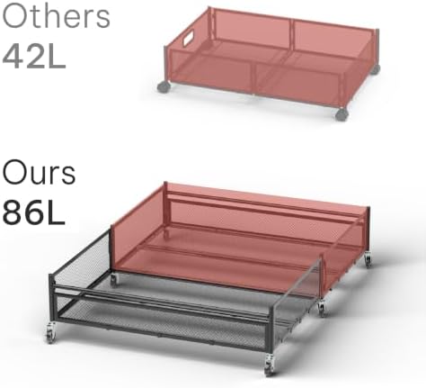 Under Bed Storage with Wheels, Large 86L, Heavy Duty Metal, Holds 70lb - Image 2