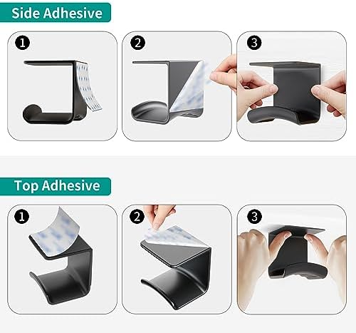 HomeMount Under Desk Headphone Hanger, Adhesive Hook, Black 2 Pack - Image 6