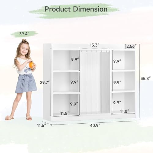 ONBRILL 2-in-1 Toy & Stuffed Animal Organizer, Kids 6-Cube Storage Shelf with Rounded Corners & Anti-Tip for Playroom Bedroom - Image 3