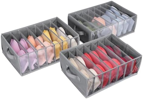 Zilink Upgraded Underwear Drawer Organizer Sock Organizer, Grey, 3 Pack by Zilink