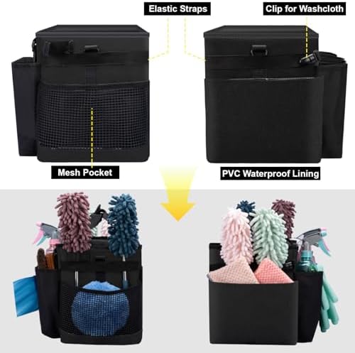 Wearable Large Cleaning Caddy Bag for Housekeepers (Black) - Image 5