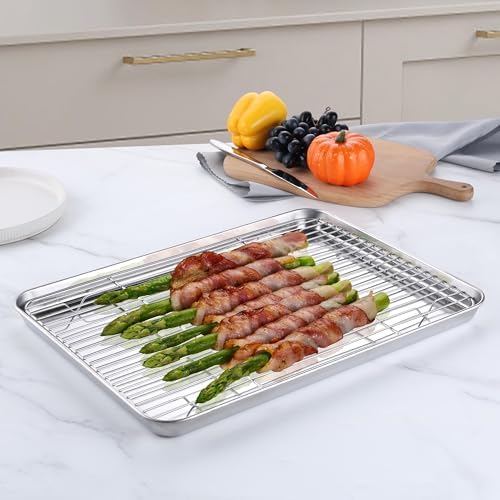 Homikit 16x12 Inches Stainless Steel Baking Sheet with Wire Cooling Rack - Image 3