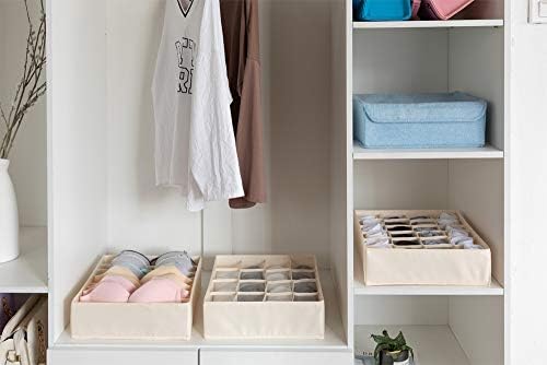 ALYER Collapsible Fabric Drawer Organizer Divider,Closet Storage Box Bins Containers for Panties,Underwear, Ties,Bras, Socks, Lingerie (Beige-24 Cells) - Image 6