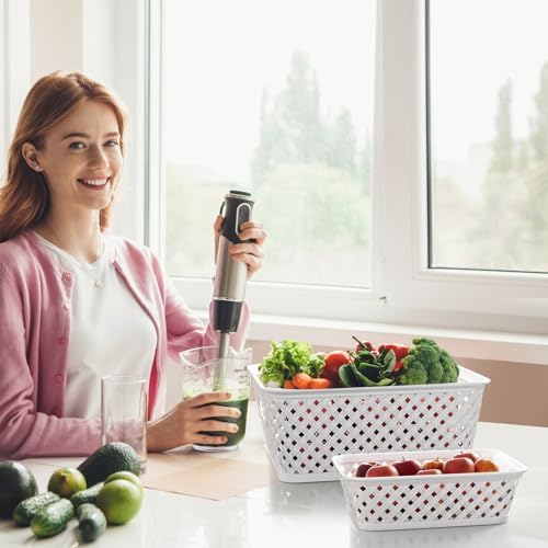 MaxGear 3 Pack Plastic Storage Baskets, Small, White - Image 6