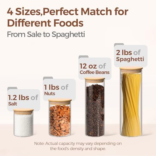 ComSaf Glass Storage Jars 6 Pack, Pasta Containers, Pantry Organization - Image 3