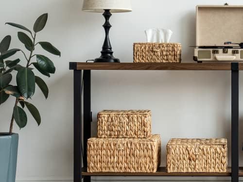 StorageWorks Wicker Basket with Lid, Storage Baskets with Lids, Hyacinth - Image 5